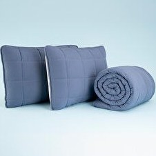Resim Kullanımı Kolay Çift Kişilik Yastık Alezi Ve Yorgan Seti 220x240 Cm Denim - Egeo Life Serisi 