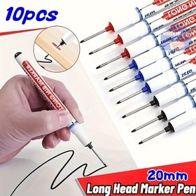 Resim 16 İnce Uçlu İşaretleyici Kalemler, 20mm Derin Delik Hassasiyeti - Ahşap, Plastik, Cam, Metal, Araçlar vb. Gibi DIY El Sanatları için Kırmızı, Siyah, Mavi, Yeşil, Beyaz Mürekkep Kalemleri Çok Amaçlı Çizim Kalemleri 
