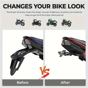 Resim Hightower Kırmızı Yeniden Takılan Led Lambalı Çamurluk Cnc Alüminyum Alaşım Ayarlanabilir Evrensel Motosiklet Plaka Kapağı 