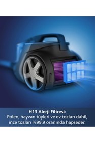Resim Philips Turbo Başlıklı Marathon Ultimate Toz Torbasız Elektrikli Süpürge 899waat, Allergy Hepa13 Filitre 