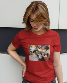 Resim Kedi Çalışması Kadın Tişört 