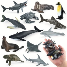 Resim 12 adet Mini Deniz Canlı Okyanus Hayvan Figürleri - Balıklar, Sualtı Balıkları ve Daha Fazlası ile Gerçekçi Plastik Deniz Hayvan Oyuncakları - Eğitici Amaçlar İçin Mükemmel, Doğum Günü ve Yılbaşı Hediyeleri 