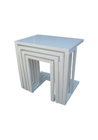 Resim Zigon Sehpa C Parlak Lake Beyaz Renk Ahşap kayın renk ayaklar tekerlek Kutuda sevk El Yapım 