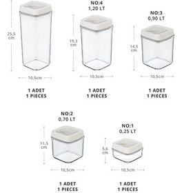 Resim Okyanus Home Beyaz Klipsli Ve Vakumlu Erzak Kavanozu Kare 5'Li Se 