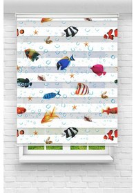 Resim Perdecizade Enxboy Balıklar Dijital Baskılı Zebra Perde-cocuk Odası-stor Perde Renkli 