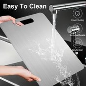 Resim Premium Paslanmaz Çelik Kesme Tahtası - Saplı, İki Taraflı Tasarım ile Meyve, Sebze ve Et için - Temizlemesi Kolay ve Dayanıklı Mutfak Aleti 