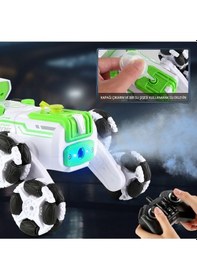 Resim Uzaktan Kumandalı 8 Tekerlekli Akrobat Araba - Buhar Püskürten Işıklı Şarjlı Robot Köpek Oyuncak Turuncu 