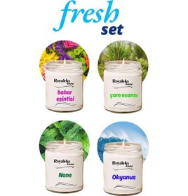 Resim 4 Adet Doğal Özel Seri Kokulu Dekoratif Kavanoz Mum 4x210 Cc - Fr 