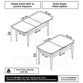 Resim Canisa Kor Serisi, MDF 70x114 Açılabilir Siyah Mermer Desen Yemek Odası Masası Masa Siyah Mermer Desen 