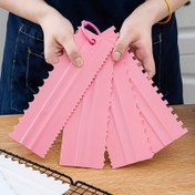 Resim Dört parçalı set, çift taraflı krem kazıyıcı, kek kremi düzleştirme aracı, şeker kremi spatulası, mousse krem kek kenar süsleme aracı, kesme kazıyıcı, pişirme aracı 