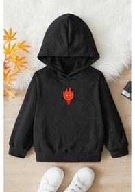 Resim Uyguntarz Çocuk Ateş Baskılı Sweatshirt Siyah 