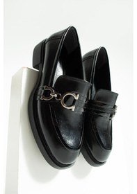 Resim Kadın Toka Detaylı Günlük Loafer Teya - Siyah Siyah 