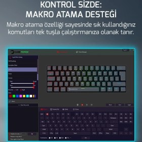 Resim Gamepower Lyra Rgb 60M 62TUŞ Siyah Mekanik Kablolu Red Switch Klavye - 3 Yıl Garantili 