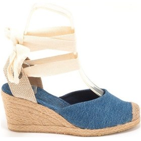 Resim Star Tombis Gerçek Elişi Ipli Espadril Dolgu Topuk Keten Espadril Handmade Mavi 