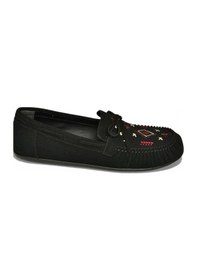Resim Fox Shoes Y996073102 Siyah Süet Renkli Motif İşlemeli Kadın Babet Siyah 