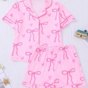 Resim Kızlar için Tanyun Sevimli Pembe Kelebek ve Kalp Desenli Pijama Takımı - Kısa Kollu, Alev Geçirmez, Hafif, Tüm Mevsimler İçin Düğme ve Yaka ile Uyku Giyimi, Kapalı ve Açık Alan Aktiviteleri İçin Mükemmel, Kızlar İçin Uyku Giyimi | Oynak Desen Tasarımı | Hafif Kumaş 