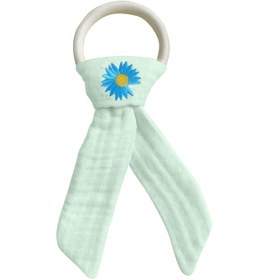 Resim Pamuk Muslin Bebek Diş Kaşıyıcı Yıkanabilir Ahşap Desenli Mnt Mint Yeşili 