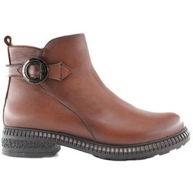 Resim Castle Black 20913 Hakiki Deri Taba Kadın Bot Taba 