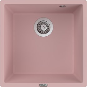 Resim POLEX Cristalüx Granit Evye P-X40 Pembe Tezgah Altı Ve Tezgah Üstü Kare Mutfak Evyesi 53,8x44cm 