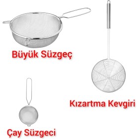 Resim Feyza Design Paslanmaz Çelik 3'lü Çay Süzgeci Seti, Çap 20CM ve 15CM 