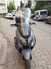 Resim Motocam Küba Novax 200 Siperlik Ön Cam 2023 2024 Model 65cm Şeffaf Renkli 4mm Uzun Cam 