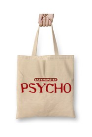 Resim Toyaso BABYMONSTER Kpop Psycho Beyaz Bez Çanta Uzun Saplı Alışveriş Çantası Plaj Çantası 