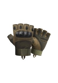 Resim Yarım Parmak Motosiklet Erkek Eldiveni Yeşil 