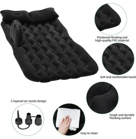 Resim Space Araç Içi Şişme Seyahat Yatağı+Çakmaklık ile Çalışan Şişirme Pompası Siyah Renk 