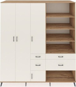 Resim Kronos Dolap 14 Raflı 4 Çekmeceli 4 Kapaklı 220x59x243 Çam-aytaşı/aytaşı Aytası/aytası 
