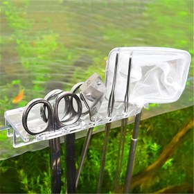 Resim 1 adet Akrilik Akvaryum Aracı Tutucu - Su Bitkileri, Balık Takımı Depolama Rafı ile Şeffaf Düzenleyici, Tırnak, Makas ve Kazıyıcı ile Tatlı ve Tuzlu Su Akvaryumu için 