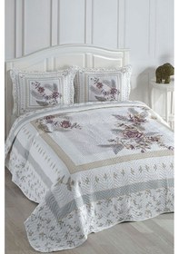 Resim Asya Lila Çift Kişilik Kapitone Yatak Örtüsü 