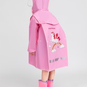 Resim 1 Pembe Gökkuşağı At Desenli Kız Çocuk Yağmurluğu, Okul İçin Temel, Kalınlaştırılmış EVA, Geniş Sırt Çantası | Yansıtıcı Şeritler | Yüksek Boyunlu Kapüşon, Spor ve Açık Hava İçin Uygun | Yürüyüş | Açık Hava Bisikleti, Cadılar Bayramı, Noel, Gezi Kıyafeti 