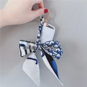 Resim Silver1 Gıoıo Yeni Ipek Eşarp Anahtarlık Kişiselleştirilmiş Inci Papyon Çanta Çekicilik Dokuma Anahtarlık (Yurt Dışından) 