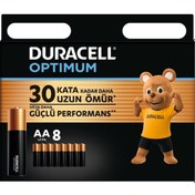 Resim Duracell Optimum LR6/MN1500 1.5 V AA Alkalin Kalem Piller 8'li 
