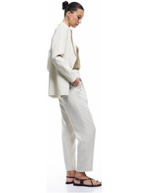 Resim Koton Modal Cupro Kumaş Pile Detaylı Cepli Yüksek Bel Geniş Paça Kumaş Pantolon Taş 5sak40067pw Taş 