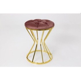 Resim Metal Ayaklı Lüks Puf Tabure Koltuk Gold 