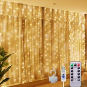 Resim 1 Paket 100/200/300 LED Peri Perde Işığı saç tokası Uzaktan Kumanda ile, USB Fiş 8 Modlu Noel Peri Dizisi Işıkları ile Uzaktan Kumanda için Yatak Odası, İç Mekan, Dış Mekan, Düğün, Parti, Dekorasyonlar (3.3/6.5/9.8x9.8ft, Sıcak Beyaz, Beyaz, Renkli) 