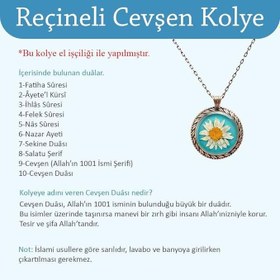 Resim Çiçekli Gül El İşi Otantik Reçine Kolye Cevşen (1769-4) 