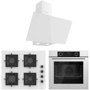 Resim Ferre Fryart Sc Serisi Kaymaz Döküm Izgara Beyaz 3'lü Ankastre Set ( Xe63cb-sc206-d078 ) 