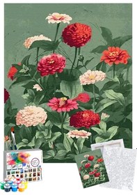 Resim Sayılarla Boyama Seti 40 x 50 CM Tuval Şasesine Gerili Mevsim Çiçeği 
