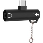 Resim Ally Type-C to 3.5 MM Anahtarlık Dönüştürücü Adaptör Siyah Ally