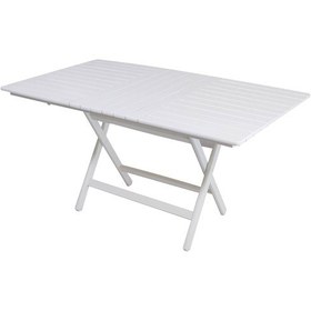 Resim Bahçeme Kaş 80x140 Katlanabilir Ahşap Bahçe Balkon Masası -Beyaz 