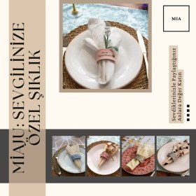 Resim Beyaz Renk, Sofranıza Ince Zarafet Sunan Isim Yazılı 4'lü Peçetelik Set, Özel Hediyelik Anı Takım 