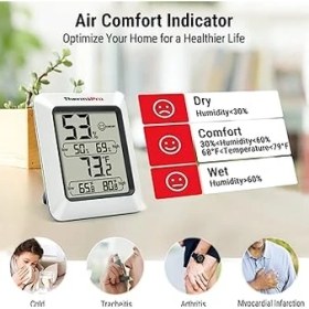 Resim TP50 Dijital Termo-Higrometre, Iç Mekan Termometresi, Higrometre, Sıcaklık ve Nem Ölçer, Oda Iklimi Kontrolü, Oda Havası Kontrolü, Klima Monitörü Için 