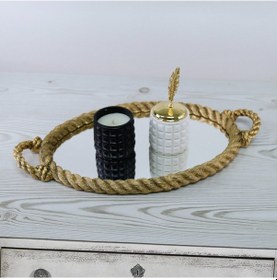 Resim Halat Aynalı Tepsi Altın 