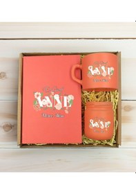 Resim Bk Gift Kişiye Özel İsimli Dtf Anne Temalı Somon Defter & Kahve Fincanı & Mum Hediye Seti-4, Anneye Hediye, Anneler Günü Hediyesi Kobitmeyencom30816 B 
