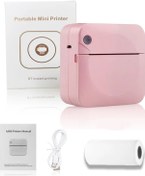 Resim Tcherchı Mini Taşınabilir Termal Baskı Etiket Kablosuz Mürekkepsiz Mini Fotoğraf Yazıcısı Pembe 