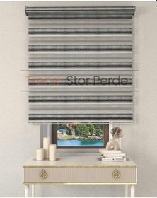 Resim Siyah Yeşil Geçişli Etek Dilimsiz Zebra Stor Güneşlik Perde Siyah-yeşil 