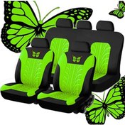 Resim Araba Koltuğu Kılıfı Tam Set, Evrensel Desen Nakış Oto Koltuk Kılıfı Seti Green 5 Seat As Picture 