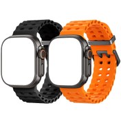 Resim Okyanus Silikon Spor Bandı - Apple Watch Ultra 2/Ultra Bandları için 49mm 45mm 46mm 44mm 42mm Erkekler ve Kadınlar için, Nefes Alabilen Yumuşak Su Geçirmez Kayış iWatch Ultra 2 için iWatch Ultra Serisi 10 46mm SE/9/8/7/6/5 